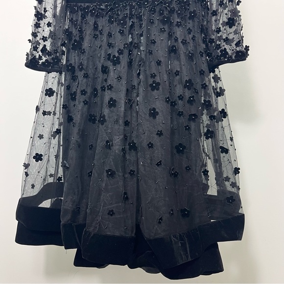 Mac Duggal Floral Embossed Illusion Neck Tea Length Dress 67007 - Picture 8 of 12